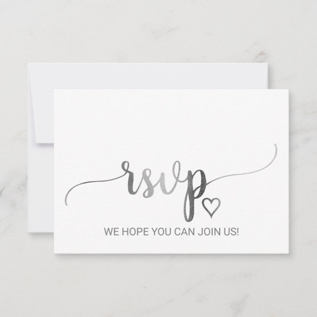Simple Silver Calligraphy Website RSVP Card (Front)