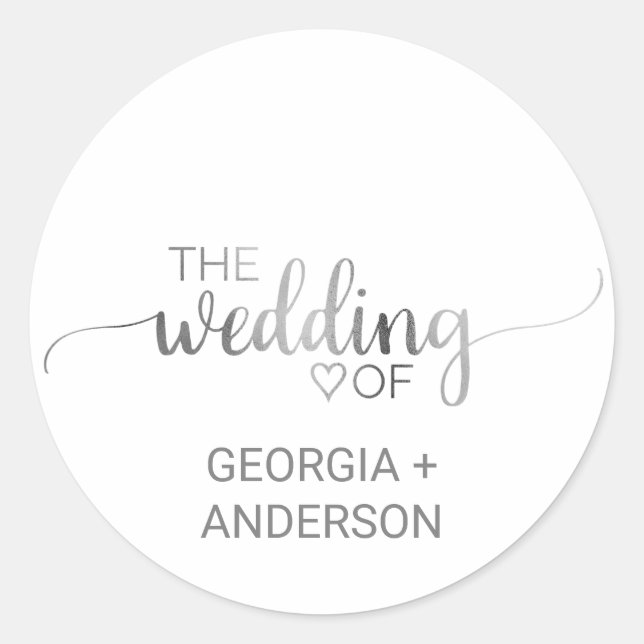 Simple Silver Calligraphy Wedding Envelope Seal (Front)