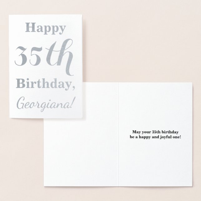 Simple Silver Foil 35th Birthday + Custom Name Card (Display)