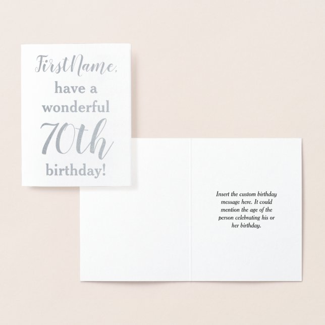 Simple Silver Foil 70th Birthday Greeting Card (Display)