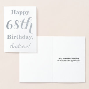 Simple Silver Foil "HAPPY 68th BIRTHDAY" + Name Card