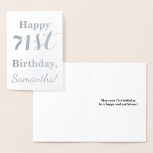Simple Silver Foil "HAPPY 71st BIRTHDAY" + Name Card