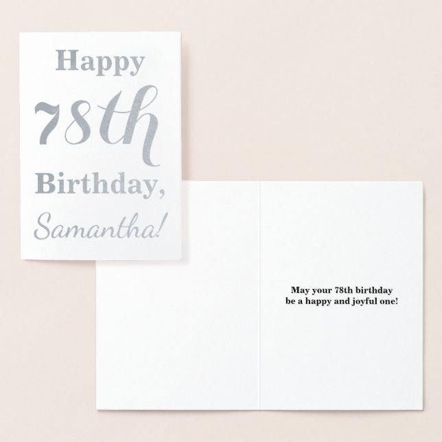 Simple Silver Foil "HAPPY 78th BIRTHDAY" + Name Foil Card (Display)