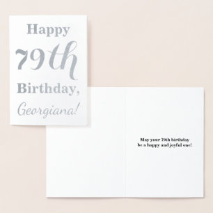 Simple Silver Foil "HAPPY 79th BIRTHDAY" + Name Card