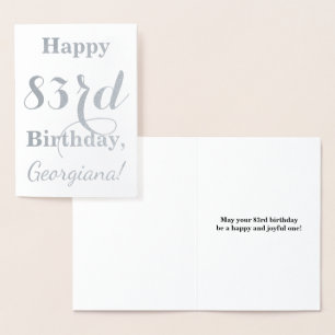 Simple Silver Foil "HAPPY 83rd BIRTHDAY" + Name Card