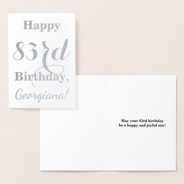 Simple Silver Foil "HAPPY 83rd BIRTHDAY" + Name Card (Display)
