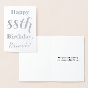 Simple Silver Foil "HAPPY 88th BIRTHDAY" + Name Card