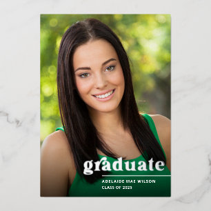 Simple Silver Foil Overlay Photo Graduation Party