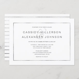 Simple silver frame wedding invitations