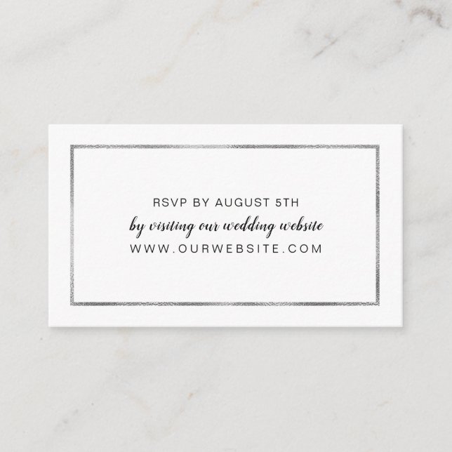 Simple Silver Frame wedding RSVP online card (Front)
