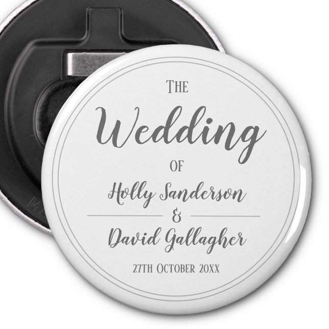 Simple Silver Grey & White Design Table Gift Bottle Opener (Creator Uploaded)