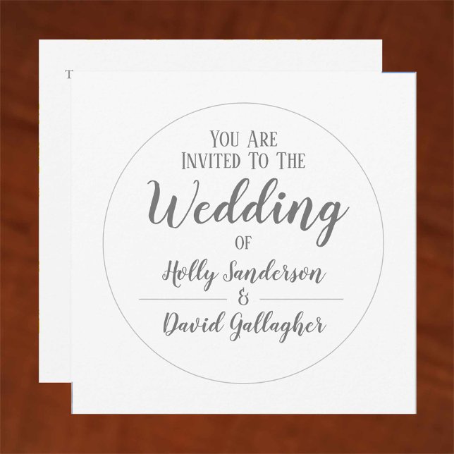 Simple Silver Grey & White Wedding Day Invitation (Creator Uploaded)