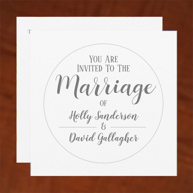 Simple Silver Grey & White Wedding Day Invitation (Creator Uploaded)