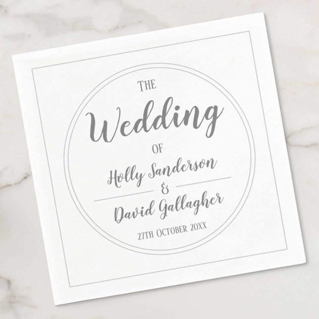 Simple Silver Grey & White Wedding Day Napkin (Creator Uploaded)