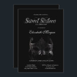 Simple Silver Masque Black Sweet 16 Invitation<br><div class="desc">Silver masque on a black background.</div>