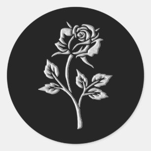 Simple Silver Rose  Classic Round Sticker