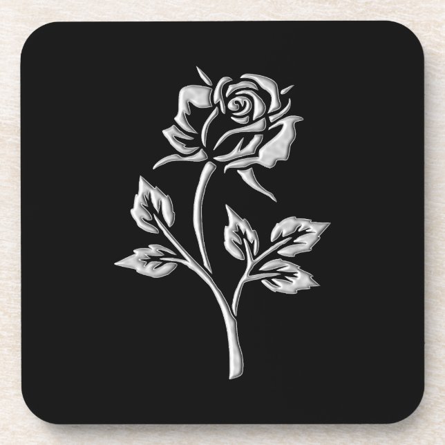 Simple Silver Rose Coaster (Front)