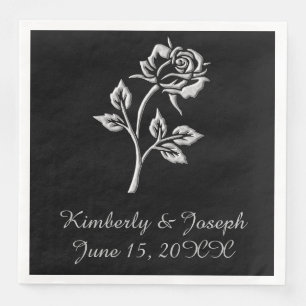 Simple Silver Rose Napkin