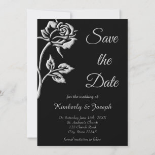 Simple Silver Rose Save The Date