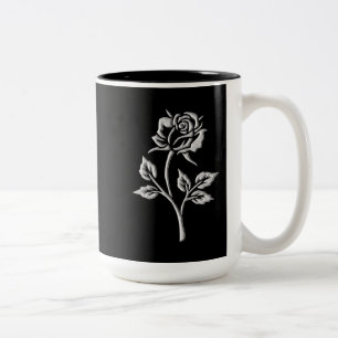 Simple Silver Rose Two-Tone Coffee Mug