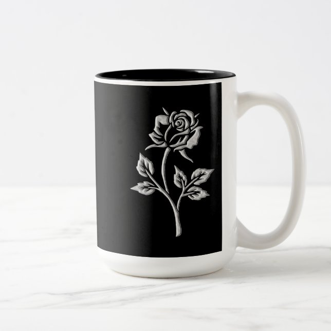 Simple Silver Rose Two-Tone Coffee Mug (Right)