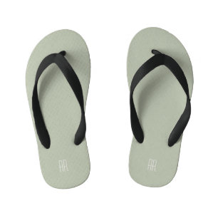 simple silver sage monogram kid's thongs
