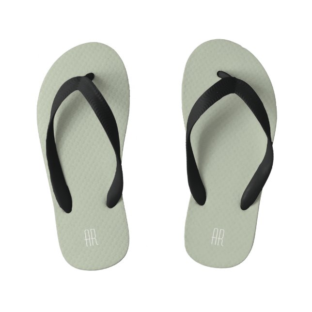 simple silver sage monogram kid's thongs (Footbed)