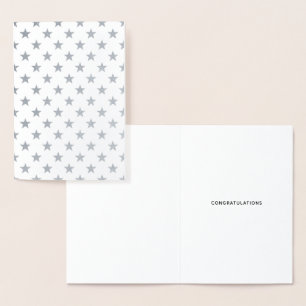 Simple Silver Stars Pattern Congratulations Foil Card