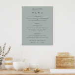 Simple Silvery Sage Green Wedding Menu Poster<br><div class="desc">Simple Silvery Sage Green Wedding Menu. You can also change the text style and colours and the background colour if you wish via the Click to Customise Further option.</div>