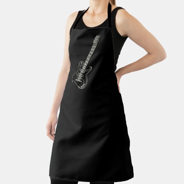 Simple Single Electric Guitar Modern Minimal Black Apron (Insitu)