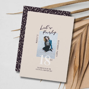 Simple Single Photo 18th Birthday Party Invitation