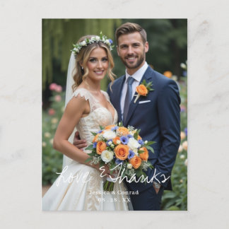 Simple Single Photo Thank You Wedding Postcard
