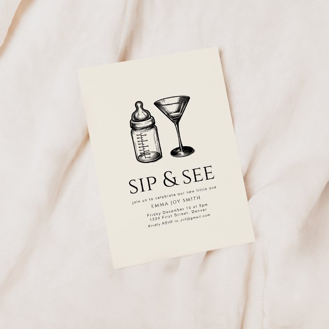 Simple Sip and See Baby Shower Invitation (Creator Uploaded)