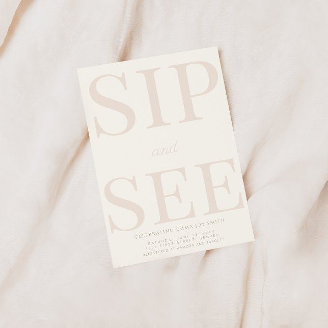 Simple Sip and See Baby Shower Invitation (Creator Uploaded)