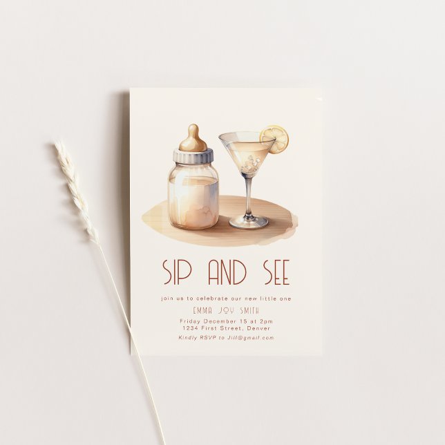 Simple Sip and See Baby Shower Invitation (Creator Uploaded)