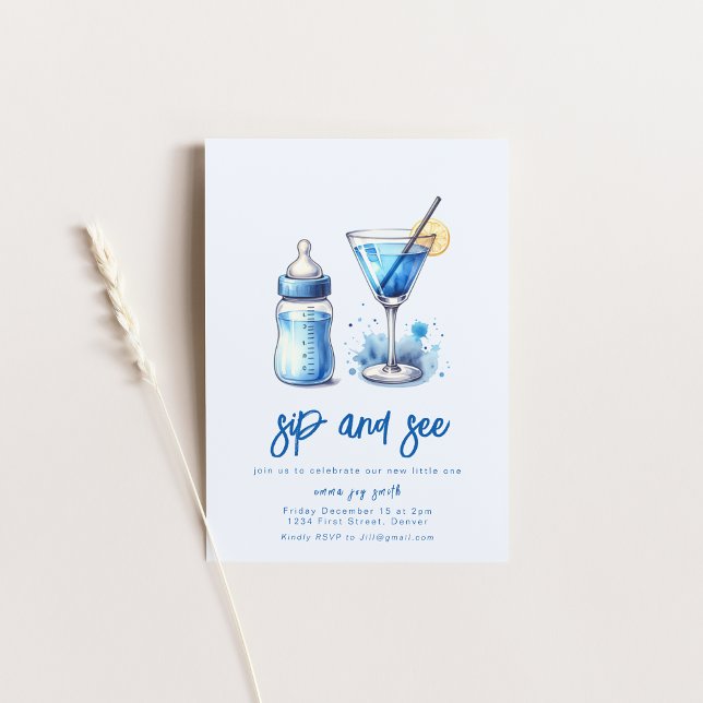 Simple Sip and See Baby Shower Invitation (Creator Uploaded)