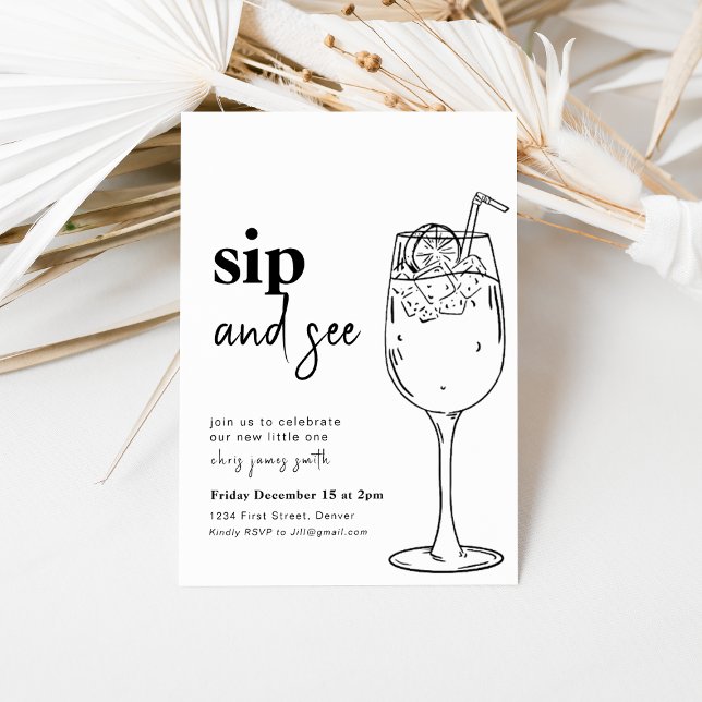 Simple Sip and See Baby Shower Invitation (Creator Uploaded)