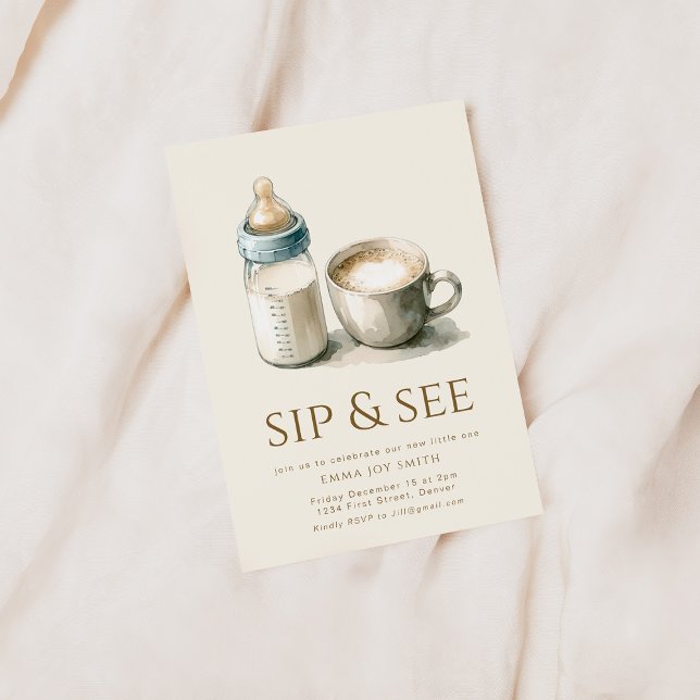Simple Sip and See Baby Shower Invitation (Creator Uploaded)