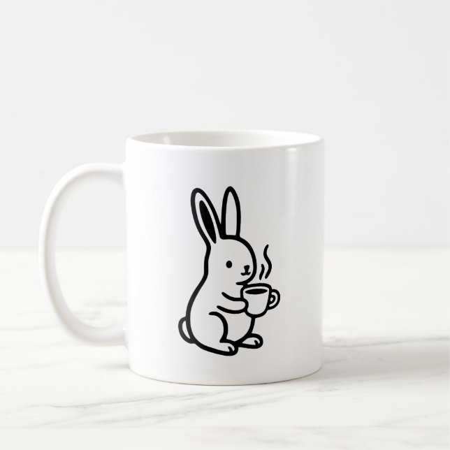 Simple Sitting Bunny Coffee Art Mug (Left)