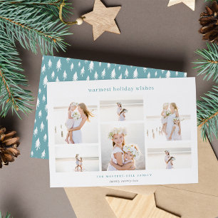 Simple Six Minimalist Photo Collage Holiday Card