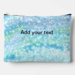 Simple sky blue glitt sparkle stars add your text accessory pouch