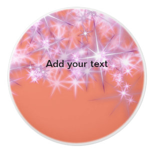Simple sky blue glitt sparkle stars add your text  ceramic knob