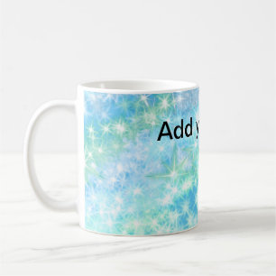 Simple sky blue glitt sparkle stars add your text  coffee mug