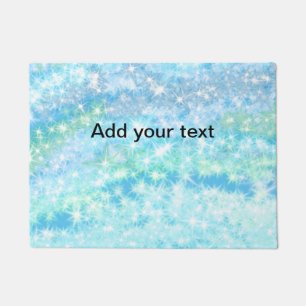 Simple sky blue glitt sparkle stars add your text  doormat