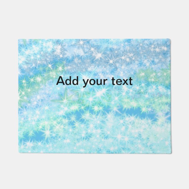 Simple sky blue glitt sparkle stars add your text  doormat (Front)