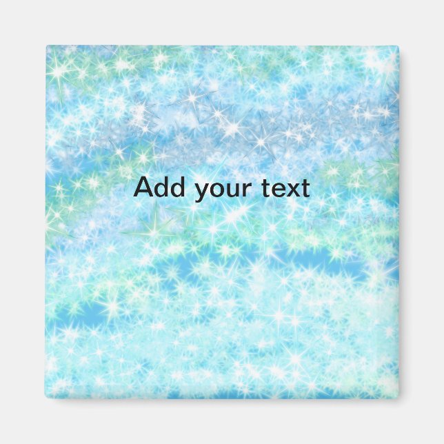 Simple sky blue glitt sparkle stars add your text  magnet (Front)