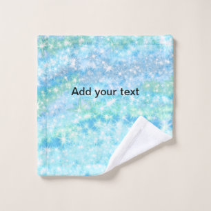 Simple sky blue glitt sparkle stars add your text wash cloth