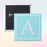 Simple Sky Blue Monogram 15 Cm Square Badge<br><div class="desc">Thank you for your purchase!</div>