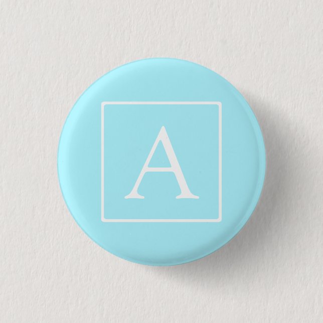 Simple Sky Blue Monogram 3 Cm Round Badge (Front)