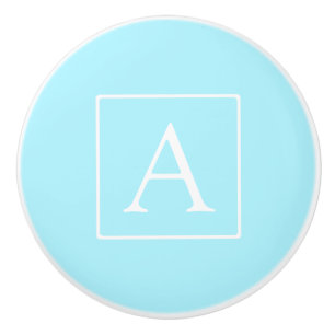Simple Sky Blue Monogram Ceramic Knob